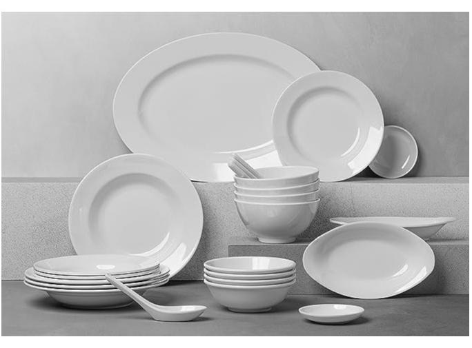 CC Bin Shihon Melamine Dinner Set 25 Pieces For 4 People White Dishwasher Safe - Image 4